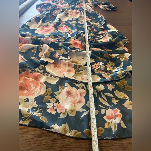 Floral Maxi V-Neck Dress Women’s Club Soda Size XL Puff Sleeve Boho Romantic - Picture 9 of 9